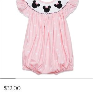 Minnie Mouse heart smocked romper with mouse ears!